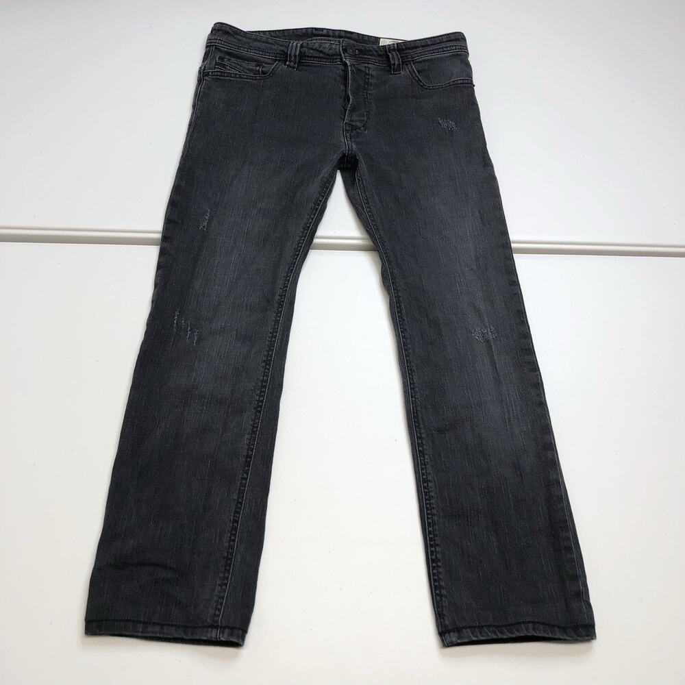 Diesel Safado-R Regular Slim Straight Men’s Jeans 30x25 Button Black Distressed
